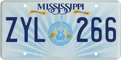 MS license plate ZYL266