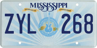 MS license plate ZYL268
