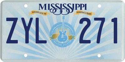MS license plate ZYL271