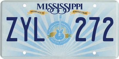 MS license plate ZYL272