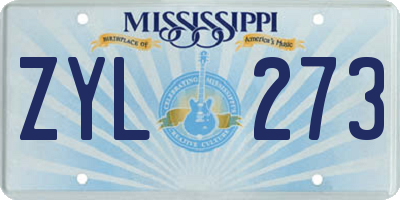 MS license plate ZYL273