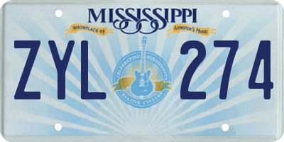 MS license plate ZYL274