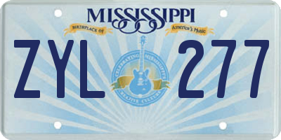 MS license plate ZYL277