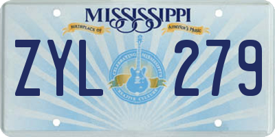 MS license plate ZYL279