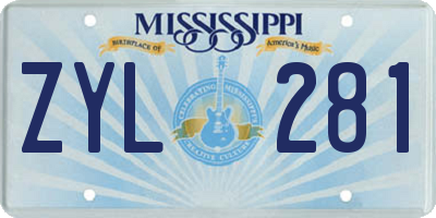 MS license plate ZYL281