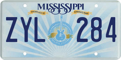 MS license plate ZYL284
