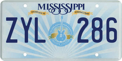 MS license plate ZYL286