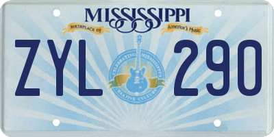 MS license plate ZYL290