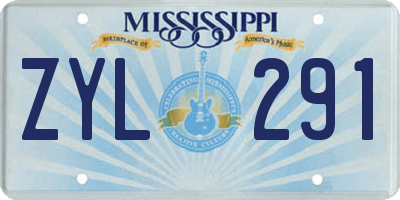 MS license plate ZYL291