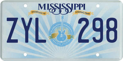 MS license plate ZYL298