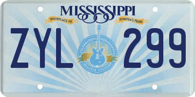 MS license plate ZYL299