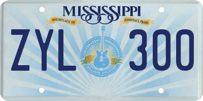 MS license plate ZYL300