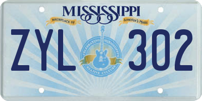 MS license plate ZYL302