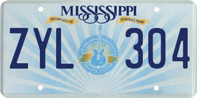 MS license plate ZYL304