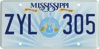 MS license plate ZYL305