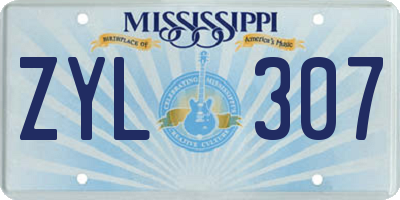 MS license plate ZYL307