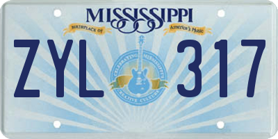 MS license plate ZYL317