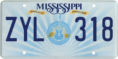 MS license plate ZYL318