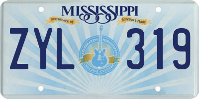 MS license plate ZYL319