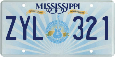 MS license plate ZYL321