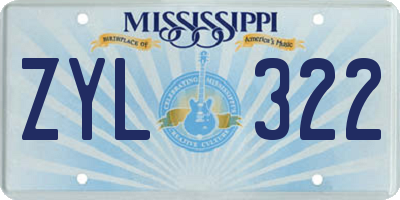 MS license plate ZYL322