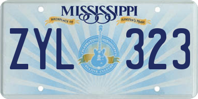 MS license plate ZYL323