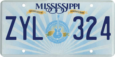 MS license plate ZYL324