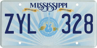 MS license plate ZYL328