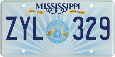 MS license plate ZYL329