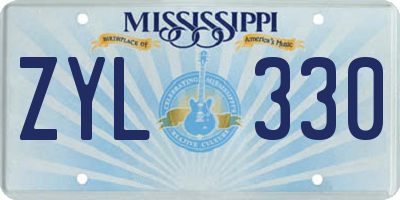 MS license plate ZYL330