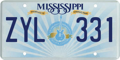 MS license plate ZYL331