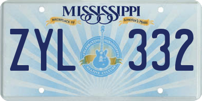 MS license plate ZYL332