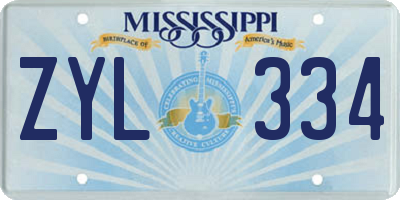 MS license plate ZYL334
