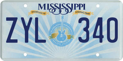 MS license plate ZYL340