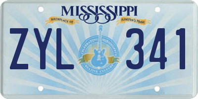 MS license plate ZYL341