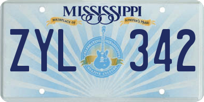 MS license plate ZYL342