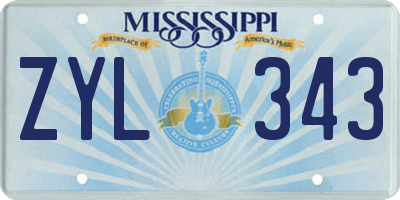 MS license plate ZYL343