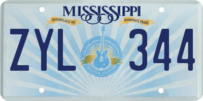 MS license plate ZYL344