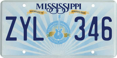 MS license plate ZYL346