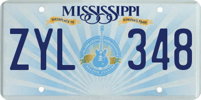 MS license plate ZYL348