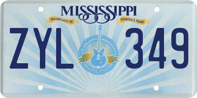 MS license plate ZYL349