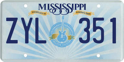 MS license plate ZYL351