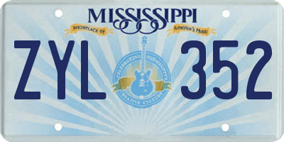 MS license plate ZYL352