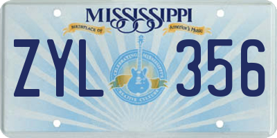 MS license plate ZYL356