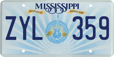 MS license plate ZYL359