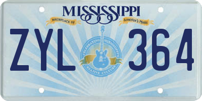 MS license plate ZYL364
