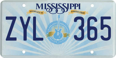 MS license plate ZYL365