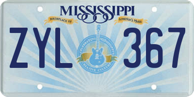 MS license plate ZYL367