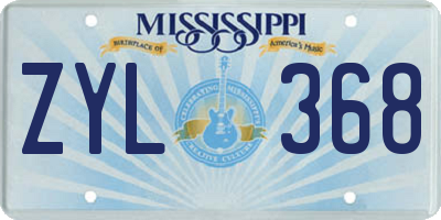 MS license plate ZYL368