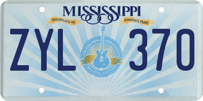 MS license plate ZYL370